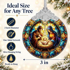 Nativity Christian Ornament 2026, 3 Inch Stained Glass Christmas Decor, alternate view 2