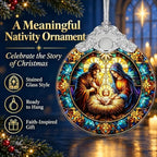 Nativity Christian Ornament 2026, 3 Inch Stained Glass Christmas Decor, alternate view 3