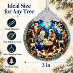 Nativity Christian Ornament, 3 Inch Religious Stained Glass Christmas Decor, alternate view 2