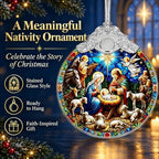 Nativity Christian Ornament, 3 Inch Religious Stained Glass Christmas Decor, alternate view 4