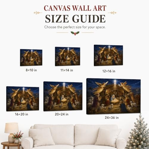 Nativity Scene Christmas Canvas Wall Art, Jesus Christ Canvas Prints, alternate view 6