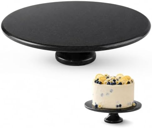 Natural Marble Cake Stand, 12" Round Cupcake Stand, Stone Dessert Display Pedestal for Kitchen Counter, Serving