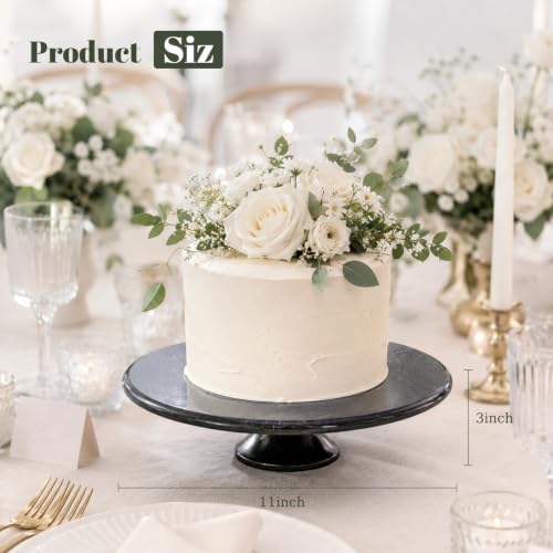 Natural Marble Cake Stand, 12" Round Cupcake Stand, Stone Dessert Display Pedestal for Kitchen Counter, Serving, alternate