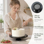 Natural Marble Cake Stand, 12" Round Cupcake Stand, Stone Dessert Display Pedestal for Kitchen Counter, Serving, alternate