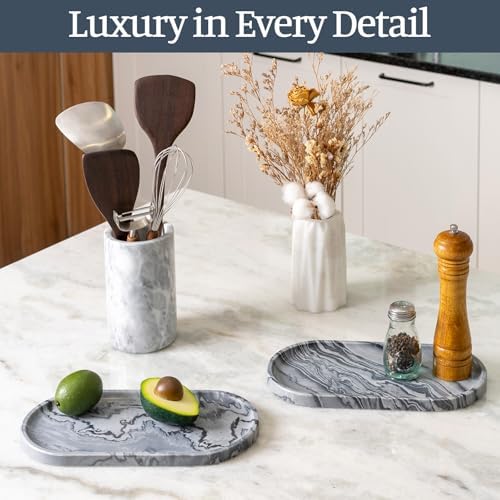Natural Marble Tray, 12"x6" Decorative Tray for Countertop, Catchall for Perfume, Candles, Jewelry Dish Elephant, alternate