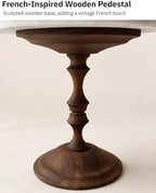 Natural Marble & Walnut Pedestal Tray, Round Riser, 5.9 in in White, alternate view 3