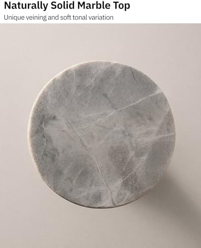 Natural Marble & Walnut Pedestal Tray, Round Riser, 5.9 in in White, alternate view 5