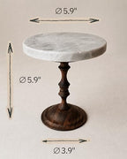 Natural Marble & Walnut Pedestal Tray, Round Riser, 5.9 in in White, alternate view 6