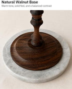 Natural Marble & Walnut Pedestal Tray, Round Riser, 5.9 in in White, alternate view 7