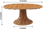 Natural Plastic Rattan Wicker Pedestal Cake Stand, Round Rustic Cupcake Holder Dessert Table Display Centerpiece, alternate