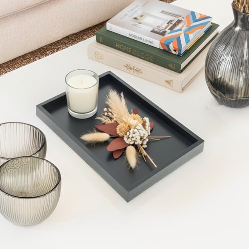 Natural Serving Tray Platter 13 x 9 Rectangular, Black in Black, alternate view 2