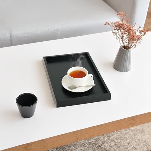 Natural Serving Tray Platter 13 x 9 Rectangular, Black in Black, alternate view 4