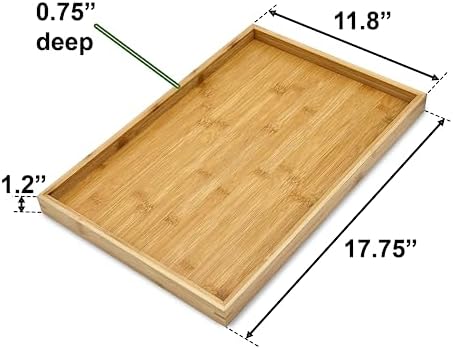 Natural Serving Tray Platter 17.75 x 11.8 Rectangular, alternate view 3