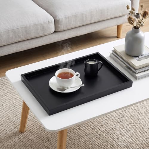 Natural Serving Tray Platter 17.75 x 11.8 Rectangular, Black in Black, alternate view 4