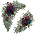 Navy and Burgundy Flower for Wedding Welcome Signs Decorations, Artificial Burgundy Wedding Arch Flowers for