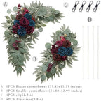 Navy and Burgundy Flower for Wedding Welcome Signs Decorations, Artificial Burgundy Wedding Arch Flowers for, alternate view
