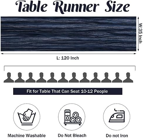 Navy Blue 10FT Cheesecloth Table Runner Boho Gauze Fabric Table Runner Rustic Sheer Runner for Wedding Bridal, alternate view