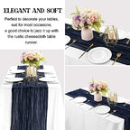 Navy Blue 10FT Cheesecloth Table Runner Boho Gauze Fabric Table Runner Rustic Sheer Runner for Wedding Bridal, alternate view