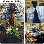 Navy Blue 10FT Cheesecloth Table Runner Boho Gauze Fabric Table Runner Rustic Sheer Runner for Wedding Bridal, alternate view