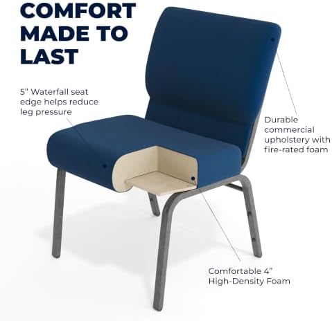 Navy Blue 21" W Stacking Church Chair, 4-Pack, alternate view 4
