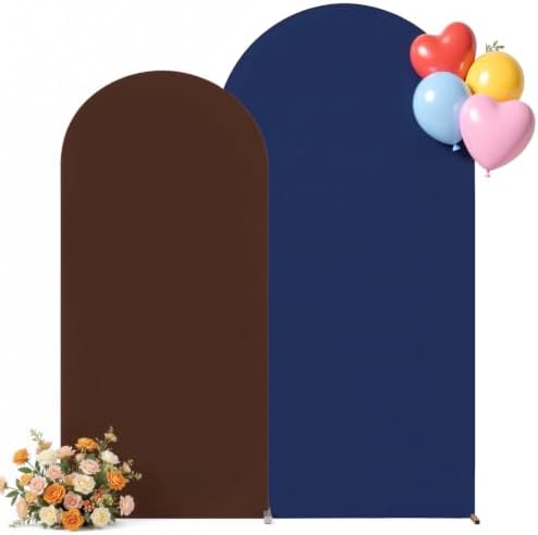 Navy Blue and Brown Arch Backdrop Cover 7.2 and 6FT Party Wedding Arch Covers Stretchy Backdrop Baby Shower