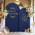 Navy Blue and Brown Arch Backdrop Cover 7.2 and 6FT Party Wedding Arch Covers Stretchy Backdrop Baby Shower, alternate view 3