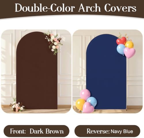 Navy Blue and Brown Arch Backdrop Cover 7.2FT Party Wedding Arch Covers Stretchy Backdrop Baby Shower Bridal, alternate view
