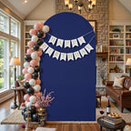 Navy Blue and Brown Arch Backdrop Cover 7.2FT Party Wedding Arch Covers Stretchy Backdrop Baby Shower Bridal, alternate view