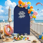 Navy Blue Arch Backdrop Cover 7.2FT Party Wedding Arch Covers Stretchy Backdrop Baby Shower Bridal Shower, alternate view 3
