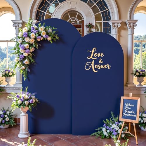 Navy Blue Arch Backdrop Cover 7.2FT Party Wedding Arch Covers Stretchy Backdrop Baby Shower Bridal Shower, alternate view 6