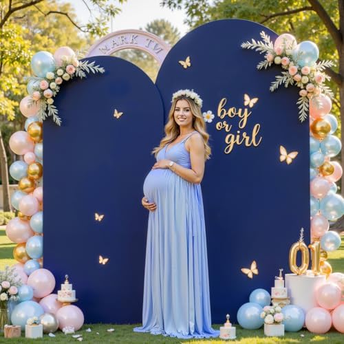 Navy Blue Arch Backdrop Cover for Wedding, 6.6FT Navy Blue Arch Cover Stretchy Backdrops, Double-Sided Arch, alternate view 3