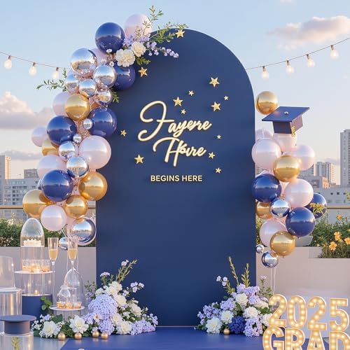 Navy Blue Arch Backdrop Cover for Wedding, 6FT Navy Blue Arch Cover Stretchy Backdrops, Double-Sided Arch Stand, alternate