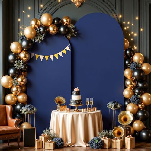 Navy Blue Arch Cover 2 Set-7.2FT, 6FT Arch Backdrop Cover Spandex Fitted Wedding Arch Stand Covers for Bridal
