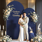 Navy Blue Arch Cover 2 Set-7.2FT, 6FT Arch Backdrop Cover Spandex Fitted Wedding Arch Stand Covers for Bridal, alternate view