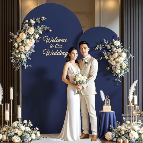 Navy Blue Arch Cover 2 Set-7.2FT, 6FT Arch Backdrop Cover Spandex Fitted Wedding Arch Stand Covers for Bridal, alternate view