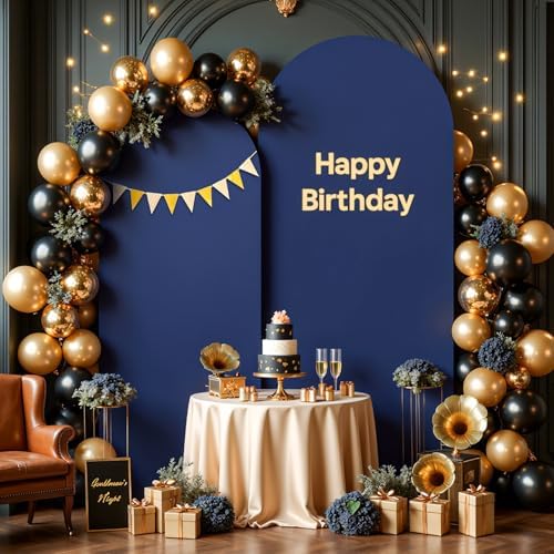 Navy Blue Arch Cover 2 Set-7.2FT, 6FT Arch Backdrop Cover Spandex Fitted Wedding Arch Stand Covers for Bridal, alternate view