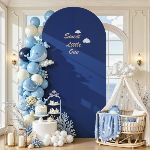 Navy Blue Arch Cover 6FT Spandex Fitted Wedding Arch Stand Covers Round Top Chiara Arch Covers Stretchy Backdrop, alternate
