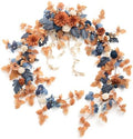 Navy Blue Artificial Flower Garland Wedding Arch 9 FT in 9FT in Or-russet Orange & Denim Blue