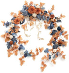 Navy Blue Artificial Flower Garland Wedding Arch 9 FT in 9FT in Or-russet Orange & Denim Blue