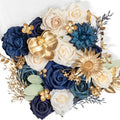 Navy Blue Artificial Flowers Combo, Rose Dahlia Wedding Decor in Navy Blue