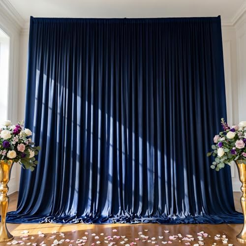 Navy Blue Backdrop Curtain - 40x10FT Back Drop Curtains for Parties Wrinkle-Free Soft Polyester Photo Backdrop