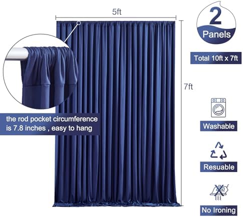 Navy Blue Backdrop Curtain for Parties Wrinkle Free Photo Curtains Backdrop Drapes Fabric Decoration for Wedding, alternate