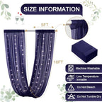 Navy Blue Ceiling Drapes with Lights String for Weddings, 6 Panels 5ftx10ft Sheer Tulle Backdrop Photo, alternate view 4