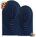 Navy Blue Draped Arch Backdrop Covers 7.2 and 6 FT, Navy Blue Draped Arch Cover Stretchy Backdrop Set of 2 for
