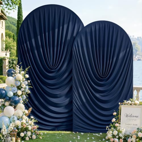 Navy Blue Draped Arch Backdrop Covers 7.2 and 6 FT, Navy Blue Draped Arch Cover Stretchy Backdrop Set of 2 for, alternate