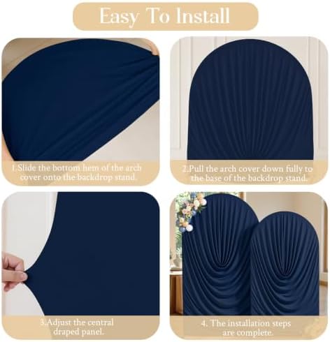 Navy Blue Draped Arch Backdrop Covers 7.2 and 6 FT, Navy Blue Draped Arch Cover Stretchy Backdrop Set of 2 for, alternate