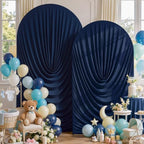 Navy Blue Draped Arch Backdrop Covers 7.2 and 6 FT, Navy Blue Draped Arch Cover Stretchy Backdrop Set of 2 for, alternate