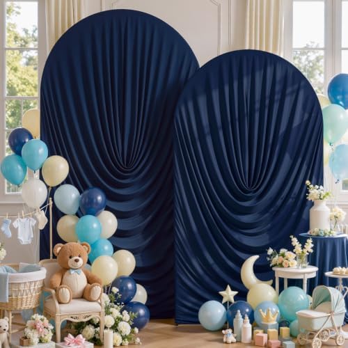 Navy Blue Draped Arch Backdrop Covers 7.2 and 6 FT, Navy Blue Draped Arch Cover Stretchy Backdrop Set of 2 for, alternate