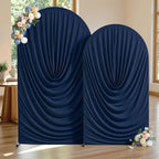 Navy Blue Draped Arch Backdrop Covers 7.2 and 6 FT, Navy Blue Draped Arch Cover Stretchy Backdrop Set of 2 for, alternate