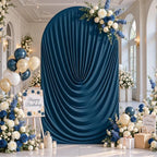 Navy Blue Draped Arch Cover, 6.6FT Elegant Wedding Arch Backdrop Cover in 6.6FT in Navy Blue